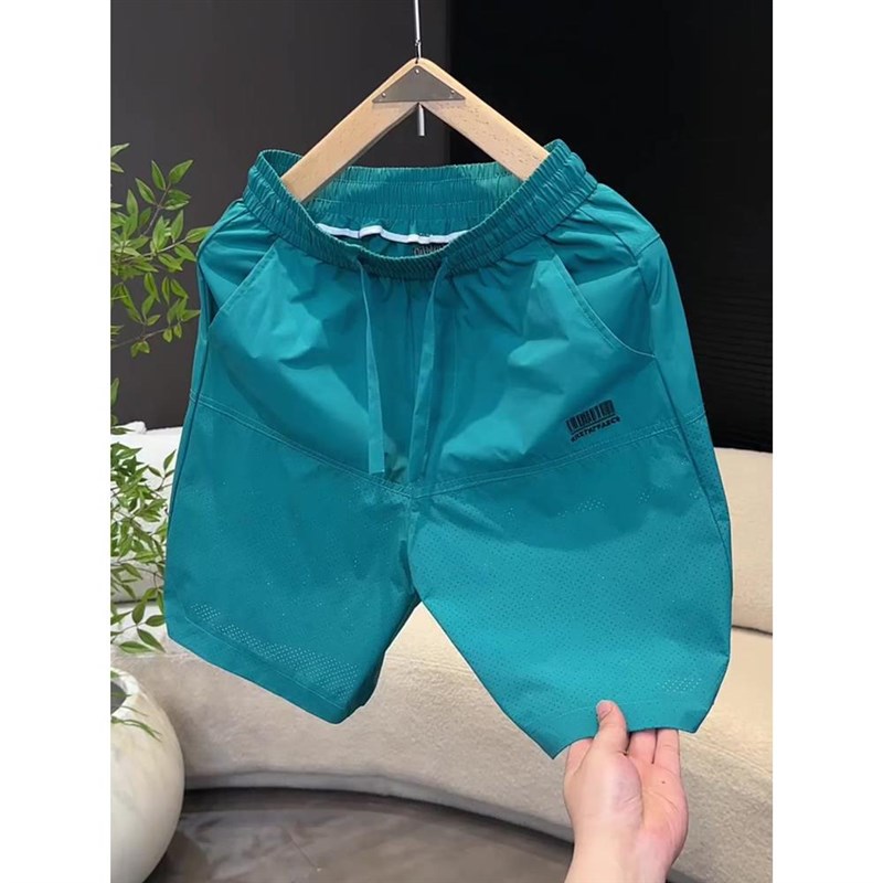 网眼打孔爆款工装短裤男r款夏季薄款裤子宽松直筒休闲海滩五分裤