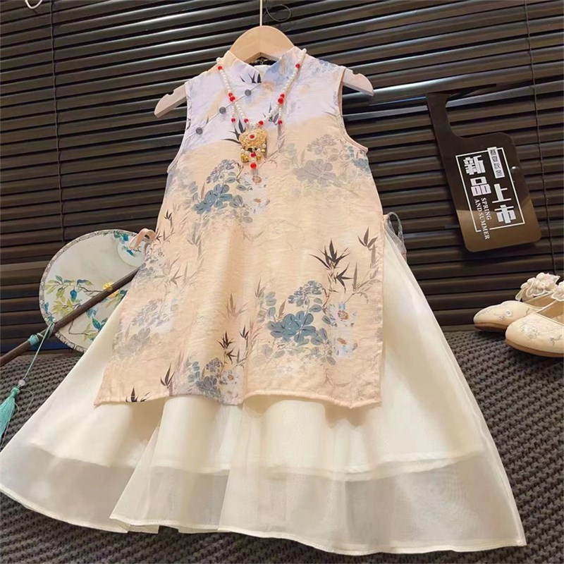 2024洋气女i童旗袍夏季新款儿童中式印花连衣裙长裙宝宝中国风裙