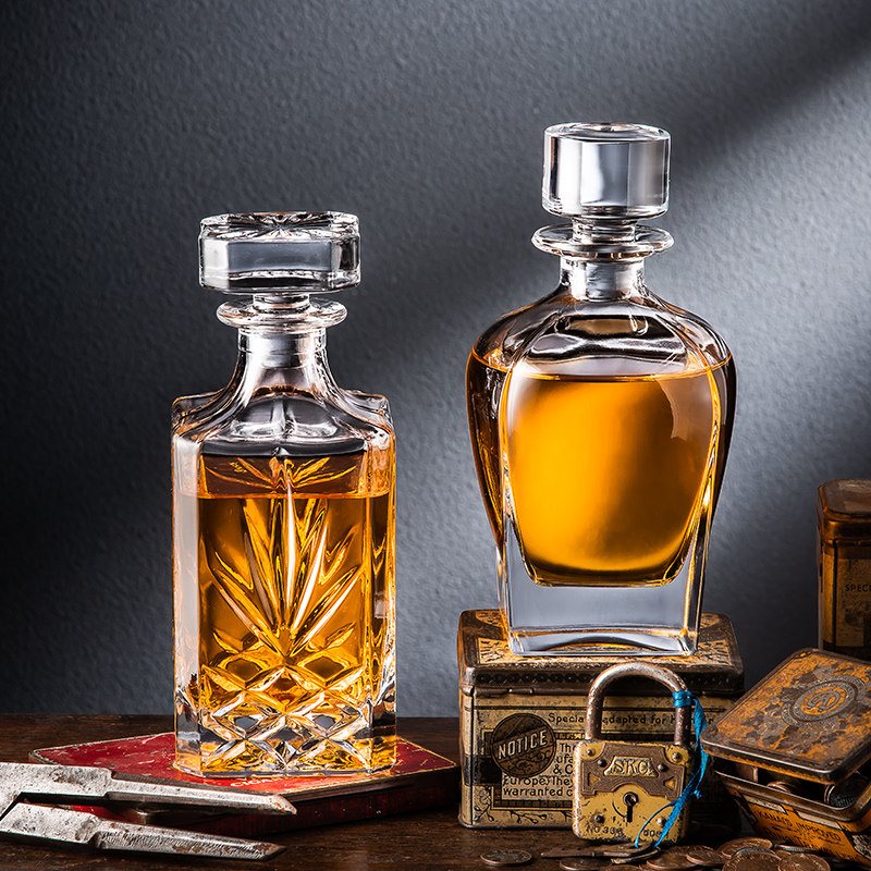 水晶玻璃威士忌酒樽套装家t用洋酒杯创意存储酒瓶子空瓶红酒醒酒