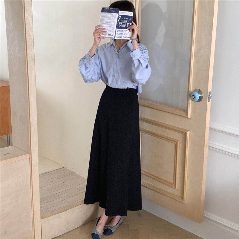 黑色高腰显瘦半身裙女2025春z夏通勤气质a字长裙大码梨型身材伞裙