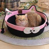 春季 l通用双球自嗨球设计透气耐磨耐抓睡觉窝可水洗 编织猫窝四季