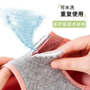 防漏尿专用内裤女纯棉高腰v轻失禁自带护垫吸水巾加厚裆部透气a类