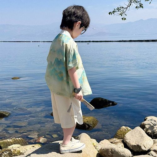 男童夏装汉服套装2024新款儿童洋气中国风唐装男S孩帅气新中式短