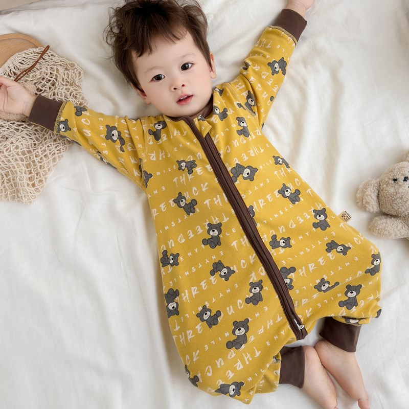 宝宝睡袋c春秋婴儿防踢被纯棉分腿冬儿童连体睡衣男童女童四季通