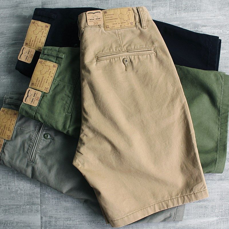 纯棉重磅水洗做旧l纯棉美式休闲工装短裤夏季男款直筒纯色五分裤,男装,短裤,淘宝优惠券,粉丝福利购,淘宝优惠卷