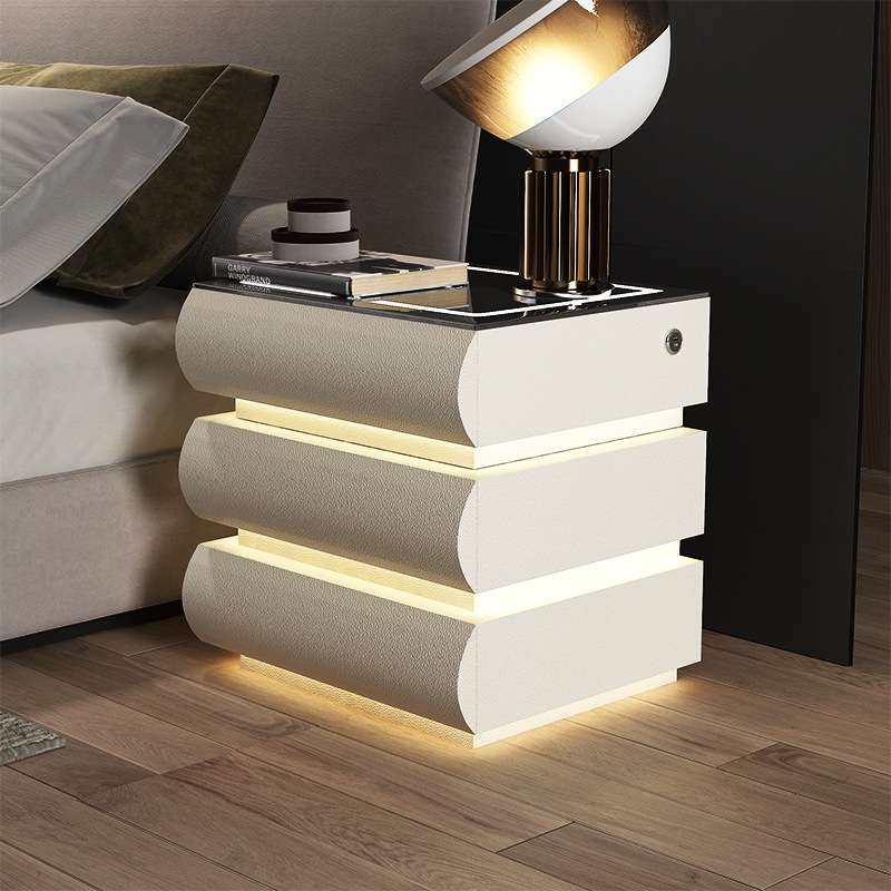 卧室悬浮感智能床头柜简约现代多功能家用实木网红2024新款床边柜,收纳整理,收纳柜,淘宝优惠券,粉丝福利购,淘宝优惠卷