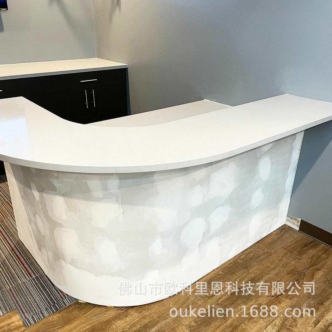 现代时尚公司服务接待台 亚克力人造石迎宾商务咨询前台多功能