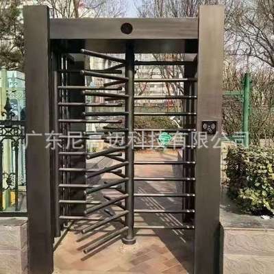 尼高迈不锈钢烤漆旋转门工厂单位门口进出打卡人脸识别防尾随转闸