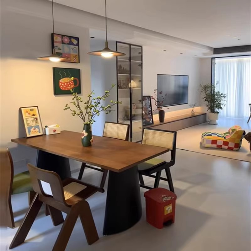 中古实木餐桌家用客厅极简长桌工作台原木大板桌去客厅化长条书桌