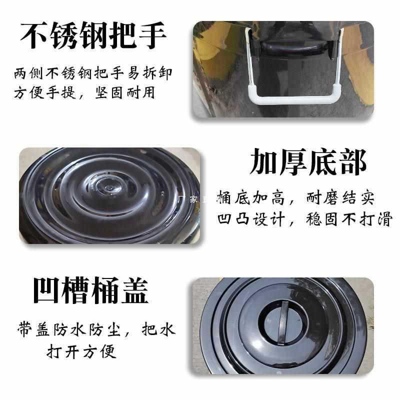 垃圾桶圆形黑色其他垃圾分类干垃圾户外厨房物业酒店商用餐饮带盖图片