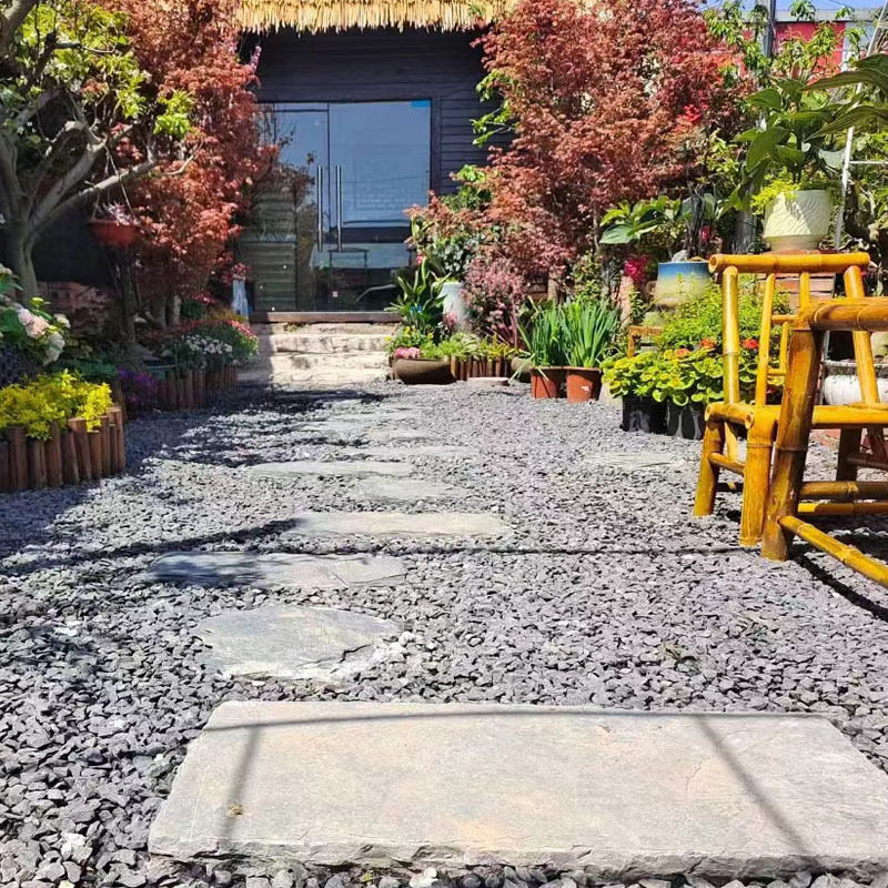 水洗石子日式园林庭院枯山水用黑色石子 露营地铺装黑色砾石
