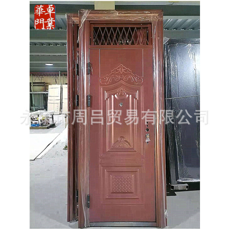 厂家批发 7公分工程钢质门 仿铜防晒 带气窗 防盗铁门
