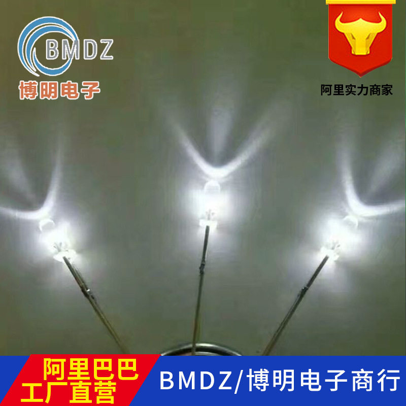 F10/10mm雾状暖白光长脚 圆头乳白高亮暖白led灯珠 LED发光二极管