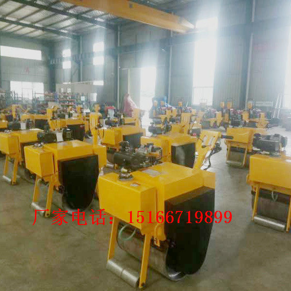 金尊手扶式无缝钢轮震动压路机单轮震动压实机电启动公路压路机