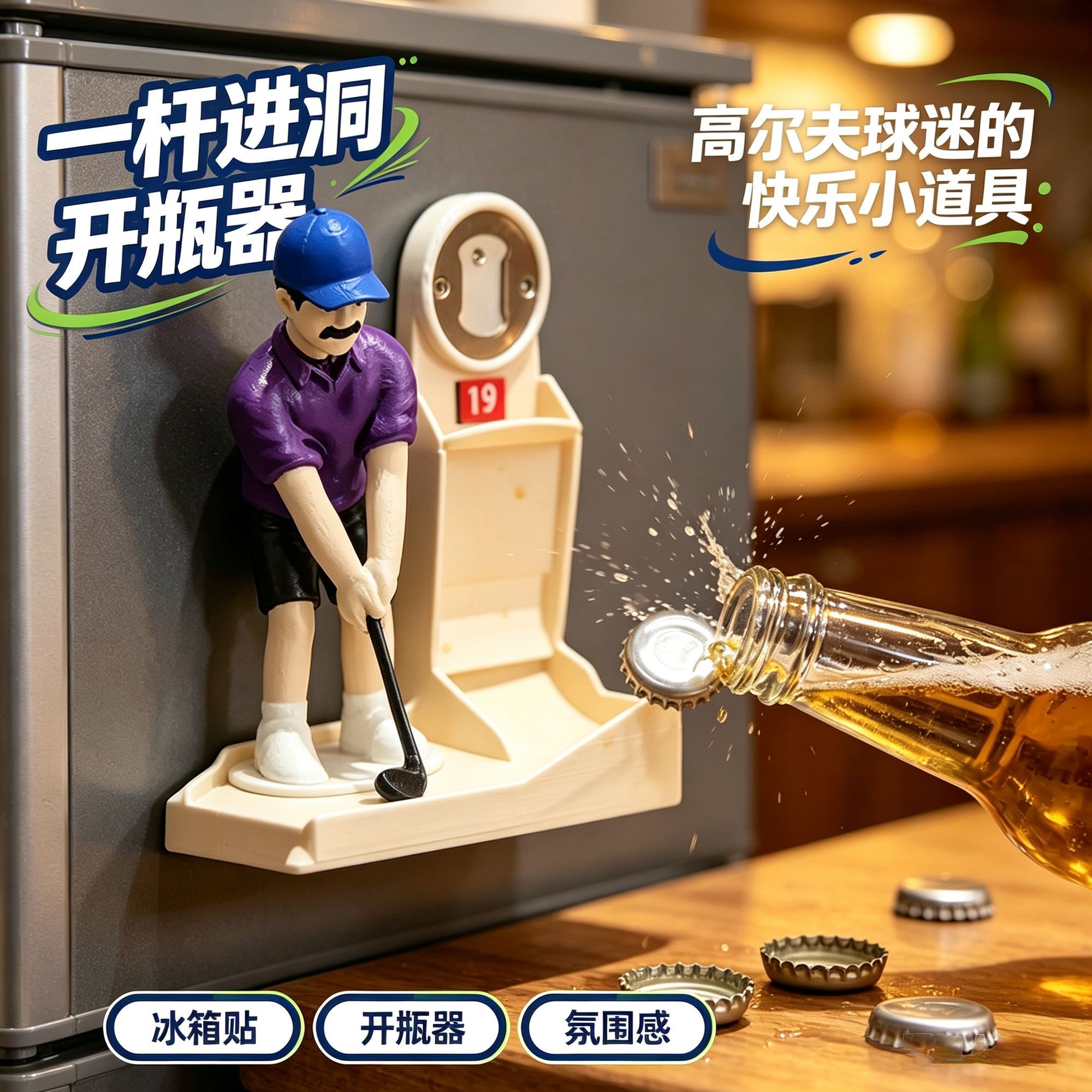 趣味高尔夫球手开瓶器派对装饰
