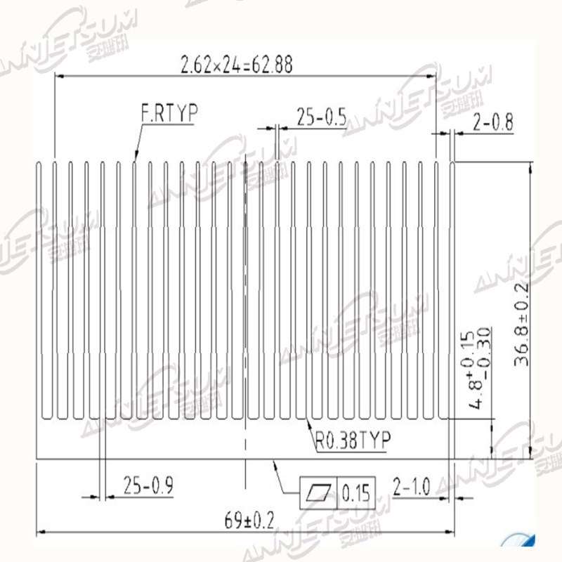 密齿铝型材散热片69*37-200mm 风扇散热器 LED贴片散热器