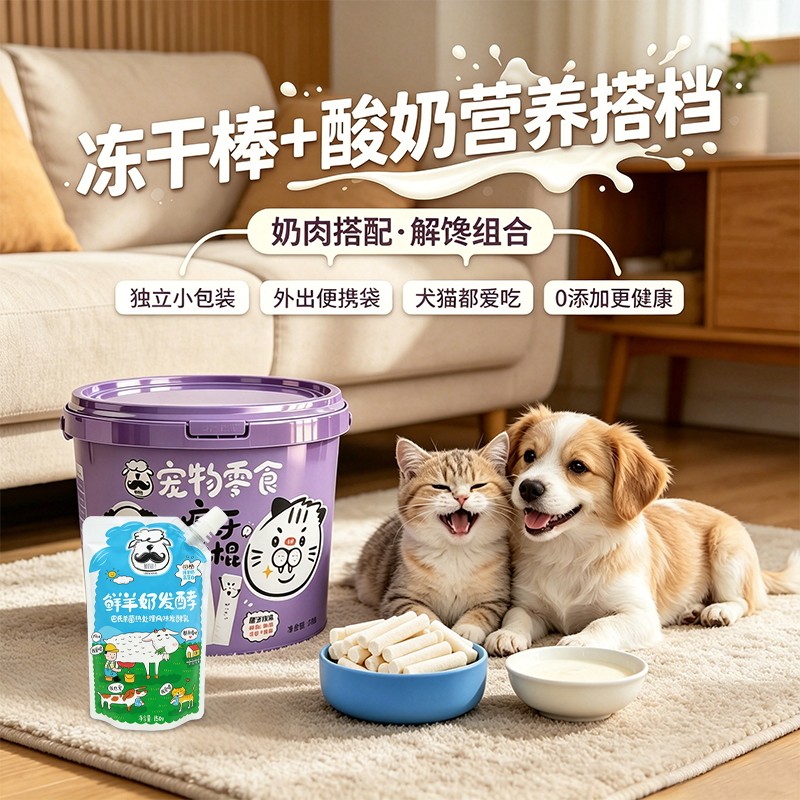 酸奶胡子冻干羊奶棍奶棒 猫咪狗狗通用宠物酸奶宠物奖励磨牙零食