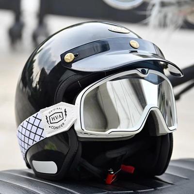 HVA复古半盔摩托车机车头盔夏季四分之三男巡航美式复古头盔3C