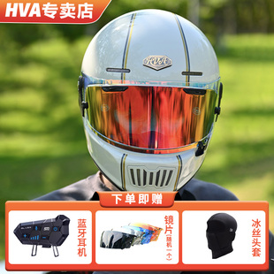 HVA复古摩托车头盔全盔3C国标机车透气骑行复古巡航个性机车头盔