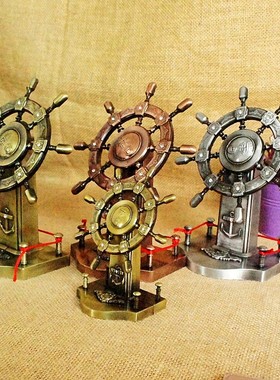 金属领航舵摆件h舵手船舵航海家居工艺品办公室桌面装饰品开业礼