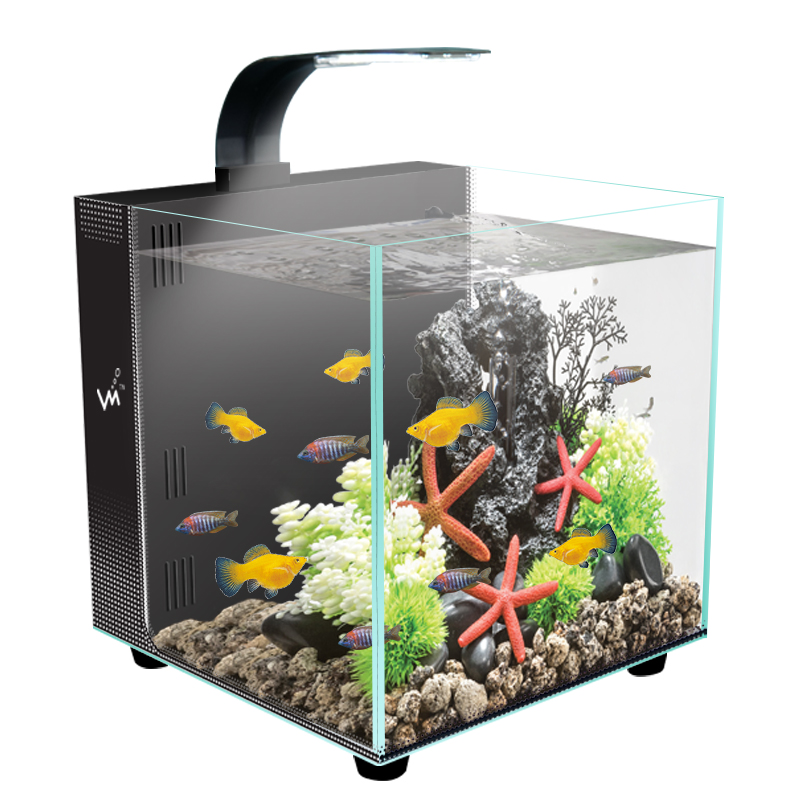 小型鱼缸家用桌面客厅办公室背滤生态免换水自循环超白玻璃水族箱