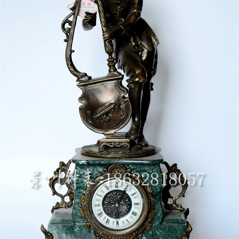 古典钟表 纯铜机械 天然大理石底座 欧式发条座钟 西洋钟 回流钟