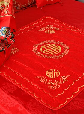 结婚用品新人坐福垫喜被子女婚房装E饰手工刺绣新娘床上陪嫁坐福