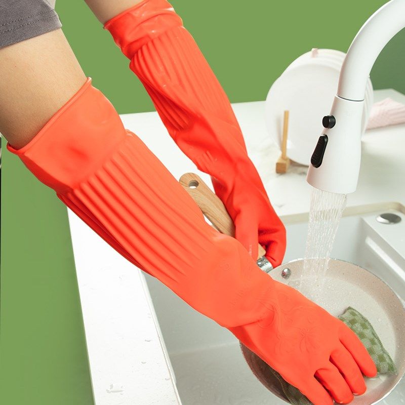 特长55CM橡胶手套水产抓鱼专用防刺防水家务清洁餐饮火锅胶皮耐用