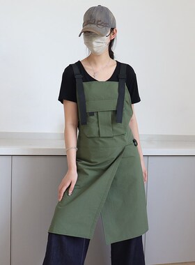 围裙女2024g新款时尚奶茶店双肩背带高颜值防水餐饮工作服定制log