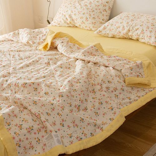 A类纯棉双层纱小碎花棉花夏凉被小清新2米空调被床单三件套母婴级