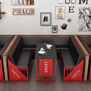 工业风酒吧桌椅铁艺餐厅烧烤店卡座清吧火锅店沙发咖啡厅餐桌商用