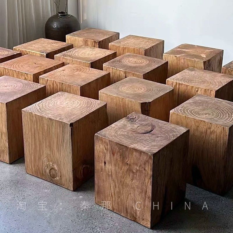 方形实木墩子茶几边角几民宿木桩摆件装饰木头底座根雕矮凳换鞋凳,住宅家具,根雕凳子,淘宝优惠券,粉丝福利购,淘宝优惠卷