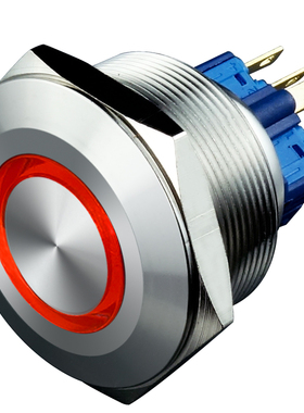 不锈钢按钮开关30mm 红色带灯24V 1开1闭 防水 启动开关 机柜开关
