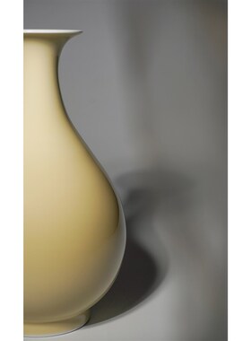 景德1004手工花瓶中式插花书房案头瓶原矿釉 鹅黄玉壶春瓶高22cm