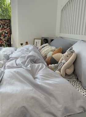 ins灰色渐变床上四件套全棉纯棉简约1.5m米被套床单三件套1.8宿舍