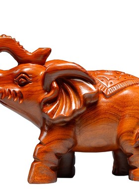 花梨木雕大象摆件一对木质吸水象家居客厅装饰红木装饰工艺品送礼