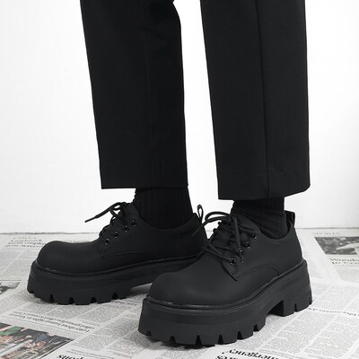 厚底增高鞋子德比鞋男款新款哑光高级感男士休闲黑色英伦风小皮鞋