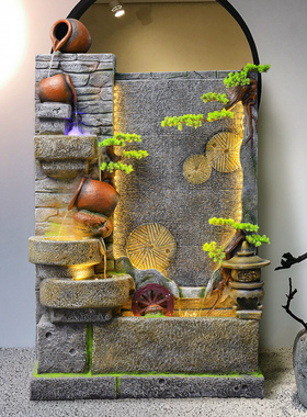 循环流水摆件落地假山喷泉加湿水景客厅店铺门口办公室内装饰景观