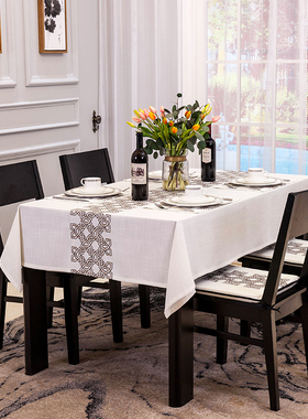 中式绣花餐桌布布艺桌s布1019现代长方形台布客厅茶几布