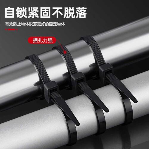 双头尼龙扎带自锁式塑料卡扣扎线带固定捆绑绳双扣双孔束线带黑色