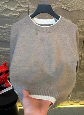 凯登鹿轻奢25高档新款圆领毛衣男士秋冬季时尚长袖针织打底衫上衣