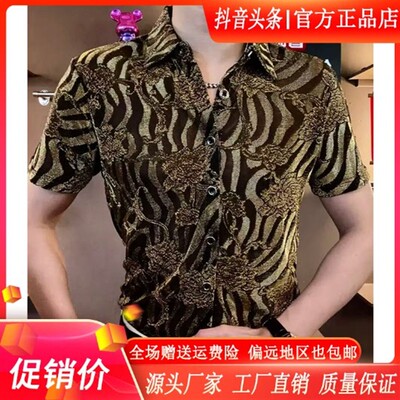 卡登鹿轻奢潮流风尚2026男士夏季翻领短袖休闲衬衫商务高品质修身