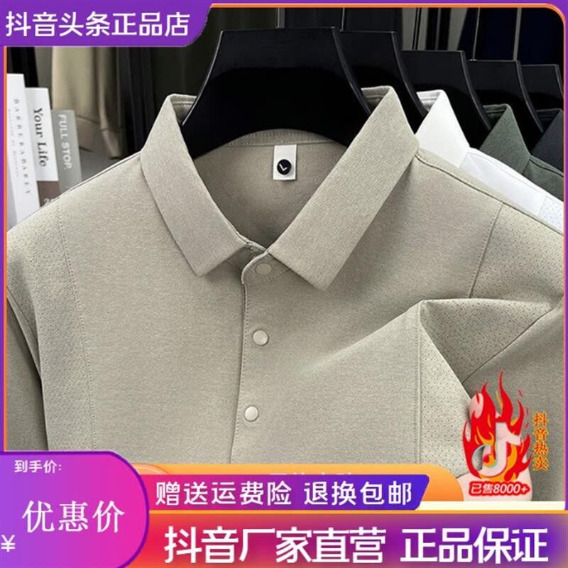 桑瑜轻奢专品2026年秋季韩版新款男士翻领休闲时尚纯色长袖T恤