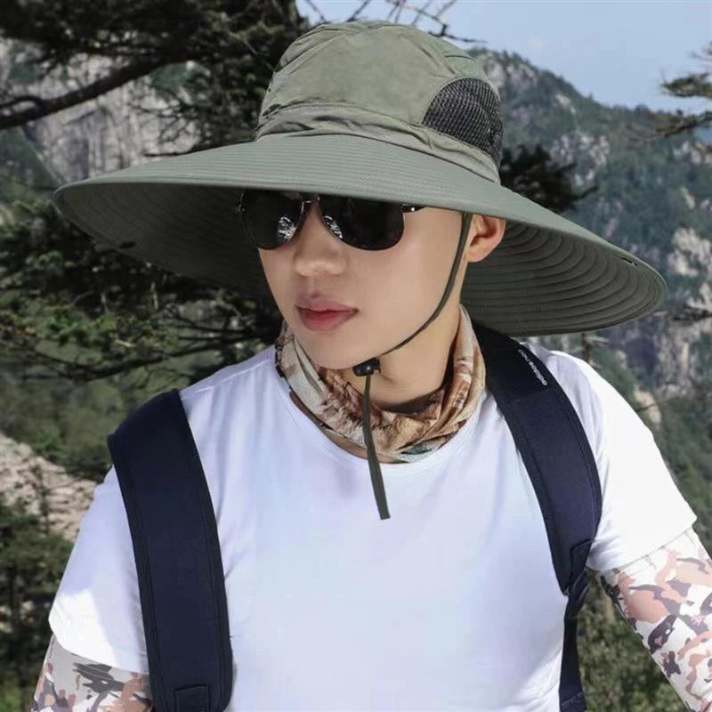 青云衣阁1遮阳夏季钓鱼草帽户外登山太阳大帽檐渔夫男士夏天防晒