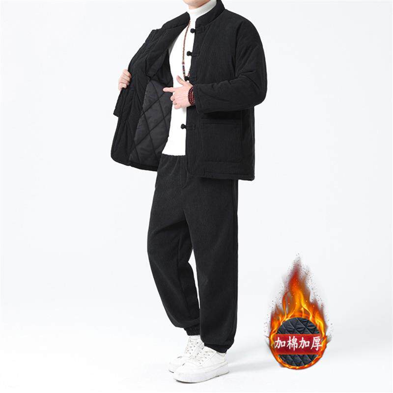 振炳甄选男装冬季新款中国风套装棉服中式复古唐装棉衣男士两件套