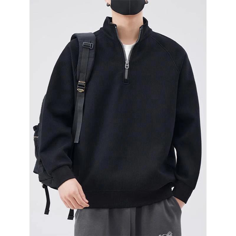 宏嫩宏商好物高级感半拉链立领卫衣男士秋冬季加Z绒加厚打底衫