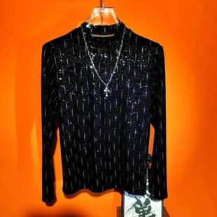 o男士 美乐优缘服饰品l质秋季 T恤打底衫 型半高领长袖 重工时 新修身