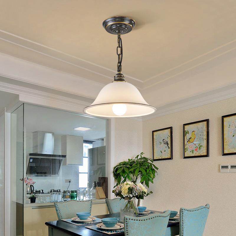 宏灯美式简约吊灯单头阳台过道走廊玄关灯创意楼梯吧台全铜小吊灯