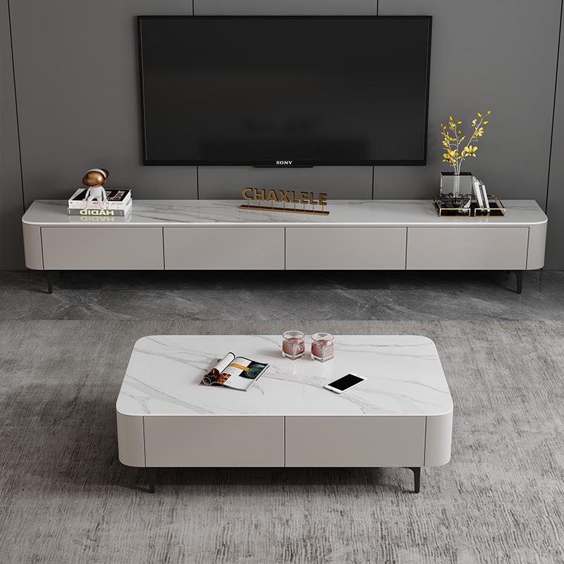 意式岩板实木茶几电视柜组合现代简约客厅家用高脚墙柜地台电视柜