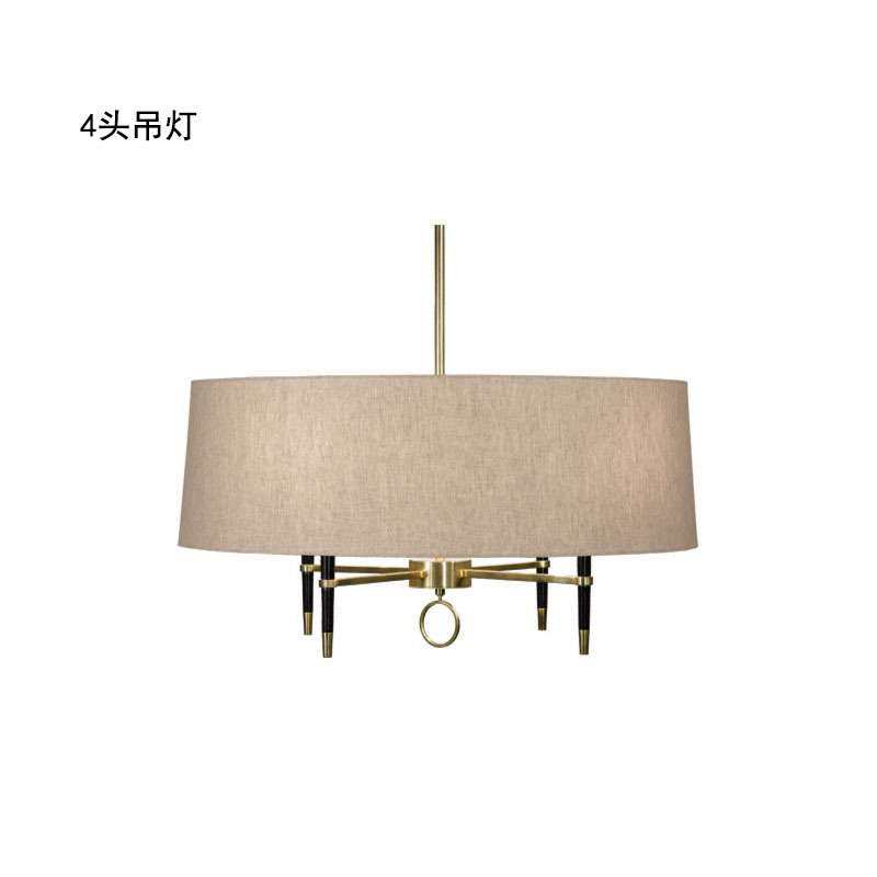 美式乡村全铜吊灯创意新中式吊灯餐厅简约复古布艺吸吊两用灯